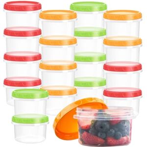 Woobroo 18-Piece Snack Pots Small Food Containers with Lids 250ml / 8oz Reusable Plastic Deli Pots Stackable Airtight Containers with Lids (Three Colors) – Dishwasher Microwave Freezer Safe Woobroo 18-Piece Snack Pots Small Food Containers with Lids 250ml / 8oz Reusable Plastic Deli Pots Stackable Airtight Containers with Lids (Three Colors) – Dishwasher Microwave Freezer Safe