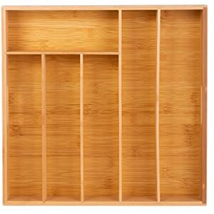 Novel Solutions 6 Compartments Bamboo Cutlery Holder Tray Kitchen Utensil Silverware Drawer Organizer Dividers with 2 handles, Brown, large, DS-5949 Novel Solutions 6 Compartments Bamboo Cutlery Holder Tray Kitchen Utensil Silverware Drawer Organizer Dividers with 2 handles, Brown, large, DS-5949