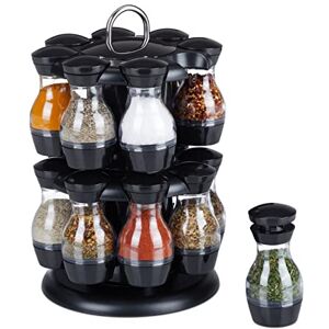 Relaxdays Spice Carousel, 16 Transparent Herb Jars, Rack 360° Rotatable, HxØ: 29 x 19 cm, Made of Plastic, Black/Silver Relaxdays Spice Carousel, 16 Transparent Herb Jars, Rack 360° Rotatable, HxØ: 29 x 19 cm, Made of Plastic, Black/Silver