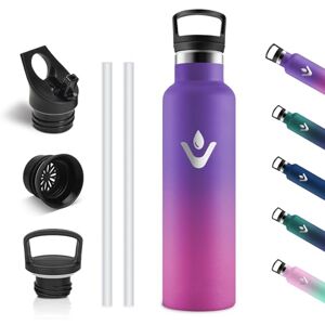 Vikastar Stainless Steel Water Bottle, Thermos Flask, 750 ml, BPA-Free Drinking Bottle, Thermos Bottle with Straw, Drinking Bottle for School, Sports, Bike, Camping, Deep Purple & Pink Vikastar Stainless Steel Water Bottle, Thermos Flask, 750 ml, BPA-Free Drinking Bottle, Thermos Bottle with Straw, Drinking Bottle for School, Sports, Bike, Camping, Deep Purple & Pink