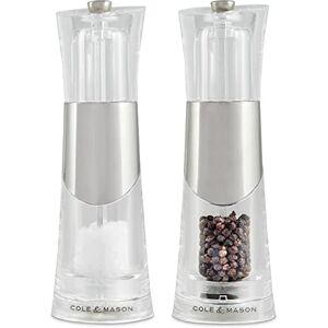 Cole & Mason H57273P Bobbi Salt and Pepper Mills, Precision+, Chrome/Acrylic, 185 mm, Gift Set, Includes 2 x Salt and Pepper Grinders Cole & Mason H57273P Bobbi Salt and Pepper Mills, Precision+, Chrome/Acrylic, 185 mm, Gift Set, Includes 2 x Salt and Pepper Grinders
