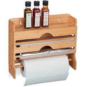 Relaxdays Wall-Mounted Kitchen Roll Holder, for Aluminium Foil, Cling Film, Paper, Bamboo, 31 x 39.5 x 11 cm, Natural, Wood Relaxdays Wall-Mounted Kitchen Roll Holder, for Aluminium Foil, Cling Film, Paper, Bamboo, 31 x 39.5 x 11 cm, Natural, Wood