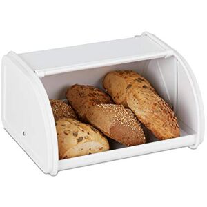 Relaxdays 10030067 White Bin, Powder-Coated Steel, Storage Box, H x W x D: 13.5 x 26 x 21 cm, Bread Container Relaxdays 10030067 White Bin, Powder-Coated Steel, Storage Box, H x W x D: 13.5 x 26 x 21 cm, Bread Container