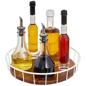 InterDesign iDesign 95415EU The Ría Safford Collection Lazy Susan Spinner, Turntable Cupboard Made from Metal and Acacia Wood, Kitchen Storage and Organisation, White and Natural, 18/10 Steel InterDesign iDesign 95415EU The Ría Safford Collection Lazy Susan Spinner, Turntable Cupboard Made from Metal and Acacia Wood, Kitchen Storage and Organisation, White and Natural, 18/10 Steel