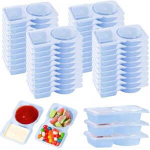 Woobroo 40 Pack Double Compartment Condiment Containers Reusable Snack Containers With Lids Leakproof Bento Box Style Snack Pots With Compartments For Portion Control(Blue) Woobroo 40 Pack Double Compartment Condiment Containers Reusable Snack Containers With Lids Leakproof Bento Box Style Snack Pots With Compartments For Portion Control(Blue)