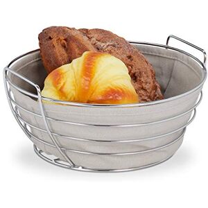 Relaxdays metal bread basket with lining, round breakfast basket for bread rolls, 23 cm diameter, grey Relaxdays metal bread basket with lining, round breakfast basket for bread rolls, 23 cm diameter, grey
