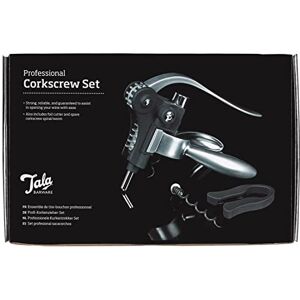 Tala Barware Professional Wine Corkscrew Set Corkscrew with Lever-Arm Rabbit Opener, Spare Screw & Foil Cutter Barware Utensils for Wine Lovers Steel, Black Tala Barware Professional Wine Corkscrew Set Corkscrew with Lever-Arm Rabbit Opener, Spare Screw & Foil Cutter Barware Utensils for Wine Lovers Steel, Black