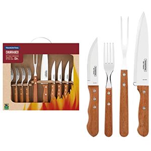 Tramontina Steak Cutlery and Carving Set of 10, Sharp Knife with Wooden Handle, Camping, Kitchen, Rustic, 22399037 Tramontina Steak Cutlery and Carving Set of 10, Sharp Knife with Wooden Handle, Camping, Kitchen, Rustic, 22399037