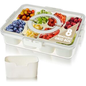 Coselena 8-Compartment Food Containers with Handle & Lid – Snack Box with Compartments for Parties, Reusable Snack Containers, Divided Serving Tray with Lid for Veggies, Fruit, Candy, Nuts – Beige Coselena 8-Compartment Food Containers with Handle & Lid – Snack Box with Compartments for Parties, Reusable Snack Containers, Divided Serving Tray with Lid for Veggies, Fruit, Candy, Nuts – Beige