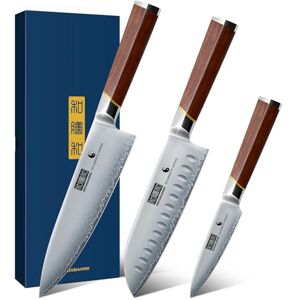 HOSHANHO 3 Pieces Knife Set, Ultra-Sharp Japanese Super Steel Kithen Knives Set, Professional Chef Knife Set with Ergonomic Wooden Handle & Gift Box HOSHANHO 3 Pieces Knife Set, Ultra-Sharp Japanese Super Steel Kithen Knives Set, Professional Chef Knife Set with Ergonomic Wooden Handle & Gift Box