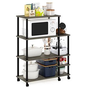Furinno TURN-N-TUBE Bakers Rack with Wheels, 4-Tier Kitchen Storage Cart, Kitchen Cart, Coffee Bar, Pantry Organizers and Storage, French Oak Grey Furinno TURN-N-TUBE Bakers Rack with Wheels, 4-Tier Kitchen Storage Cart, Kitchen Cart, Coffee Bar, Pantry Organizers and Storage, French Oak Grey
