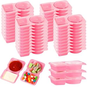 Woobroo 40 Pack Double Compartment Condiment Containers Reusable Snack Containers With Lids Leakproof Bento Box Style Snack Pots With Compartments For Portion Control(Pink) Woobroo 40 Pack Double Compartment Condiment Containers Reusable Snack Containers With Lids Leakproof Bento Box Style Snack Pots With Compartments For Portion Control(Pink)
