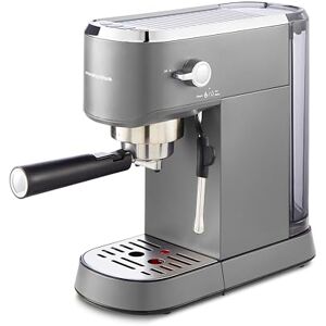 Morphy Richards Signature Compact Espresso Maker, Ground Coffee, Dual Cup, Illuminated Buttons, 1L Water tank, Steam Control, Milk Frother Wand, includes Tamper, Spoon, Stainless Steel, Grey, 172026 Morphy Richards Signature Compact Espresso Maker, Ground Coffee, Dual Cup, Illuminated Buttons, 1L Water tank, Steam Control, Milk Frother Wand, includes Tamper, Spoon, Stainless Steel, Grey, 172026