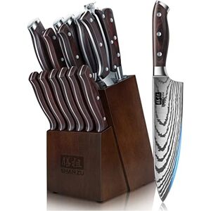 Shan Knife Set 16 pcs, Japanese Kitchen Knife Set with Block High Carbon Stainless Steel Ultra Sharp Chef Knife for Kitchen with Block and Sharpener Shan Knife Set 16 pcs, Japanese Kitchen Knife Set with Block High Carbon Stainless Steel Ultra Sharp Chef Knife for Kitchen with Block and Sharpener