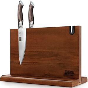 HOSHANHO Magnetic Knife Block 14 x 10 Inches, Double Sided Magnetic Knife Holder Rack for Kitchen Counter, Acacia Wood Magnetic Knife Storage Stand with Knife Sharpener HOSHANHO Magnetic Knife Block 14 x 10 Inches, Double Sided Magnetic Knife Holder Rack for Kitchen Counter, Acacia Wood Magnetic Knife Storage Stand with Knife Sharpener