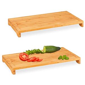Relaxdays Cutting Board, Set of 2, Juice Groove, Chopping Carving Board, H x W x D: 5 x 52 x 29 cm, Bamboo, Brown Relaxdays Cutting Board, Set of 2, Juice Groove, Chopping Carving Board, H x W x D: 5 x 52 x 29 cm, Bamboo, Brown