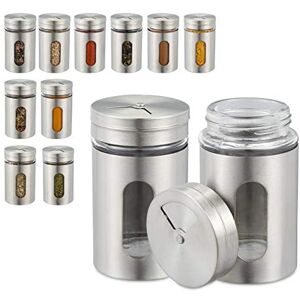 Relaxdays 10027637 Spice Shaker Set of 12, 3 Dispensing Sizes, Window, Herb Jars, Glass, Stainless Steel, Containers, Silver Relaxdays 10027637 Spice Shaker Set of 12, 3 Dispensing Sizes, Window, Herb Jars, Glass, Stainless Steel, Containers, Silver