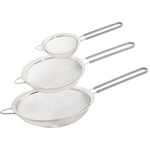 Wiltshire Set of 3 Sieves, Stainless Steel Fine Wire Mesh Strainer with Non-Slip Silicone Coated Handle, Colander & Sifter, Sift Strain Drain & Rinse, 10cm 15cm & 20cm, Dishwasher Safe, Pebble Grey Wiltshire Set of 3 Sieves, Stainless Steel Fine Wire Mesh Strainer with Non-Slip Silicone Coated Handle, Colander & Sifter, Sift Strain Drain & Rinse, 10cm 15cm & 20cm, Dishwasher Safe, Pebble Grey