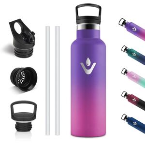 Vikastar Stainless Steel Water Bottle, Thermos Flask, 500 ml, BPA-Free Drinking Bottle, Thermos Bottle with Straw, Drinking Bottle for School, Sports, Bike, Camping, Deep Purple & Pink Vikastar Stainless Steel Water Bottle, Thermos Flask, 500 ml, BPA-Free Drinking Bottle, Thermos Bottle with Straw, Drinking Bottle for School, Sports, Bike, Camping, Deep Purple & Pink