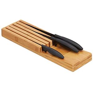 Relaxdays Bamboo Knife in-Drawer Block, Storage for 5 Knives, Kitchen, Tabletop Organiser, 3.5 x 11 x 39 cm, Natural Relaxdays Bamboo Knife in-Drawer Block, Storage for 5 Knives, Kitchen, Tabletop Organiser, 3.5 x 11 x 39 cm, Natural