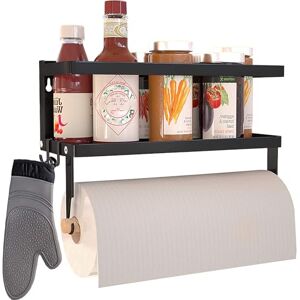 YJSMO Magnetic Paper Towel Holder for Refrigerator, Magnetic Spice Rack,Magnetic Shelf for Stove,Wall Mount Towel Rack with Hooks,Refrigerator Organizer for Kitchen (Black) YJSMO Magnetic Paper Towel Holder for Refrigerator, Magnetic Spice Rack,Magnetic Shelf for Stove,Wall Mount Towel Rack with Hooks,Refrigerator Organizer for Kitchen (Black)