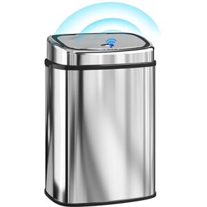 HOMCOM 50L Automatic Sensor Bin, Touchless Stainless Steel Kitchen Rubbish Bin, Hands-Free Infrared Waste Dustbin, Motion Trash Can with Manual Button for Home Office, Silver HOMCOM 50L Automatic Sensor Bin, Touchless Stainless Steel Kitchen Rubbish Bin, Hands-Free Infrared Waste Dustbin, Motion Trash Can with Manual Button for Home Office, Silver