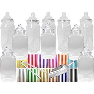 10 x 1L Plastic Sweet Jars, 1 x Tong, 1 x Scoop, 100 x Candy Stripe Bags for Parties, Weddings (Purple) 10 x 1L Plastic Sweet Jars, 1 x Tong, 1 x Scoop, 100 x Candy Stripe Bags for Parties, Weddings (Purple)