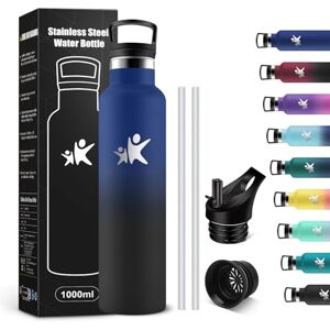 KollyKolla Stainless Steel Water Bottle, 1 Litre, Stainless Steel Drinking Bottle with Straw, Thermos Flask, Leak-Proof, BPA-Free, Suitable for Carbonated Drinks, Water Bottle for Adults, Sports, KollyKolla Stainless Steel Water Bottle, 1 Litre, Stainless Steel Drinking Bottle with Straw, Thermos Flask, Leak-Proof, BPA-Free, Suitable for Carbonated Drinks, Water Bottle for Adults, Sports,