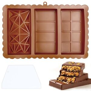 Cozary Silicone Chocolate Mould, 3-in-1 Non-Stick Silicone Mould, Chocolate, BPA-Free Chocolate Mould with Squeegee for DIY Nuts, Chocolate Baking, Chocolates, Desserts Cozary Silicone Chocolate Mould, 3-in-1 Non-Stick Silicone Mould, Chocolate, BPA-Free Chocolate Mould with Squeegee for DIY Nuts, Chocolate Baking, Chocolates, Desserts