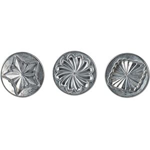 Nordic Ware 01237 Pretty Pleated Cookie Stamps (Set of 3), Sturdy Cast Aluminium with Removable Hardwood Handles, Silver Nordic Ware 01237 Pretty Pleated Cookie Stamps (Set of 3), Sturdy Cast Aluminium with Removable Hardwood Handles, Silver