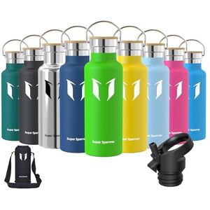 Super Sparrow Stainless Steel Water Bottle Kids 500ml Insulated Metal Water Bottles Standard Mouth Flask BPA Free Straw Bottle for Work, Gym, Sports 2 Lids Super Sparrow Stainless Steel Water Bottle Kids 500ml Insulated Metal Water Bottles Standard Mouth Flask BPA Free Straw Bottle for Work, Gym, Sports 2 Lids