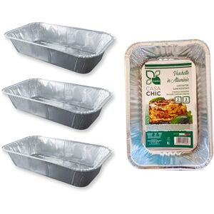 CasaChic Aluminium Rectangular Container Without Lid 2 Portions, 3 Pieces Disposable Food Trays (20 x 14 x 4 cm) CasaChic Aluminium Rectangular Container Without Lid 2 Portions, 3 Pieces Disposable Food Trays (20 x 14 x 4 cm)