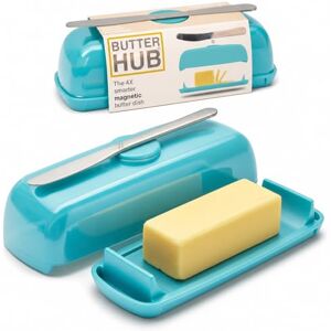 Butter Hub Butter Dish with Lid and Knife, Magnetic Butter Keeper, Easy Scoop, No Mess Lid, Dishwasher Safe (Aqua) Butter Hub Butter Dish with Lid and Knife, Magnetic Butter Keeper, Easy Scoop, No Mess Lid, Dishwasher Safe (Aqua)