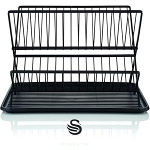 Swan SKWA5071BLK Stealth 15 Plate Collapsible Dish Rack with Removable Drip Tray, Space Saving Two Tier Design, Iron Body, Black Swan SKWA5071BLK Stealth 15 Plate Collapsible Dish Rack with Removable Drip Tray, Space Saving Two Tier Design, Iron Body, Black