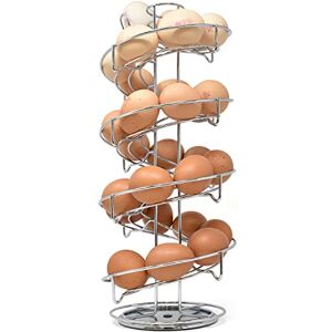 joeji's Kitchen Rotating Egg Holder Storage Rack with Non-Slip Base Spiral Space Saving Egg Skelter Basket Holds nearly 3 Dozen Eggs Chrome joeji's Kitchen Rotating Egg Holder Storage Rack with Non-Slip Base Spiral Space Saving Egg Skelter Basket Holds nearly 3 Dozen Eggs Chrome