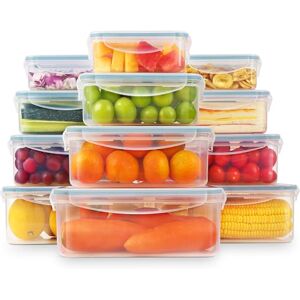 YASHE Plastic Food Storage Containers, Airtight Food Containers with Lids, Leak-Proof, Stackable, Microwave Freezer Safe- 12pcs Rectangular YASHE Plastic Food Storage Containers, Airtight Food Containers with Lids, Leak-Proof, Stackable, Microwave Freezer Safe- 12pcs Rectangular