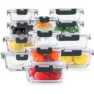 KOOSREEL Glass Container Food Storage with Lids, 24 Pieces (12 Containers + 12 Lids) Meal Prep Containers Set, Airtight Lunch Containers, Leak Proof, BPA Free for Microwave, Oven, Freezer, Dishwasher KOOSREEL Glass Container Food Storage with Lids, 24 Pieces (12 Containers + 12 Lids) Meal Prep Containers Set, Airtight Lunch Containers, Leak Proof, BPA Free for Microwave, Oven, Freezer, Dishwasher