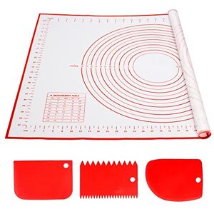 Alyvisun Silicone Baking Pastry Mat with 3 Scrapers 70×50CM Non-Stick Pizza Accessories Pad Anti-Slip Fondant Rolling Tray Dough Kneading Sheet Liner for Cake, Pie, Bread (Red) Alyvisun Silicone Baking Pastry Mat with 3 Scrapers 70×50CM Non-Stick Pizza Accessories Pad Anti-Slip Fondant Rolling Tray Dough Kneading Sheet Liner for Cake, Pie, Bread (Red)