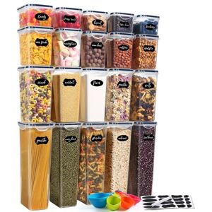 YASHE 20PCS Food Storage Containers with Lids Airtight, Plastic Cereal Storage Containers, BPA Free, Kitchen Storage & Organisation for Dry Food, Flour, Sugar, with Labels, Marker & Spoon YASHE 20PCS Food Storage Containers with Lids Airtight, Plastic Cereal Storage Containers, BPA Free, Kitchen Storage & Organisation for Dry Food, Flour, Sugar, with Labels, Marker & Spoon