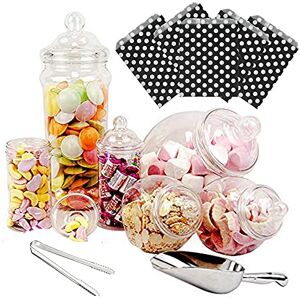 Purple Square 6 Jar Retro Pick & Mix Victorian Sweet Shop Candy Buffet Kit Party Pack with Tongs & Bags Black Polka Purple Square 6 Jar Retro Pick & Mix Victorian Sweet Shop Candy Buffet Kit Party Pack with Tongs & Bags Black Polka