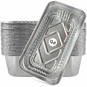 G4GADGET 25 Pack Aluminium Foil Trays, Heavy-Duty Food Containers for Baking, Roasting, Cooking, and Meal Storage, Recyclable and Durable Trays (250x132x70mm) G4GADGET 25 Pack Aluminium Foil Trays, Heavy-Duty Food Containers for Baking, Roasting, Cooking, and Meal Storage, Recyclable and Durable Trays (250x132x70mm)