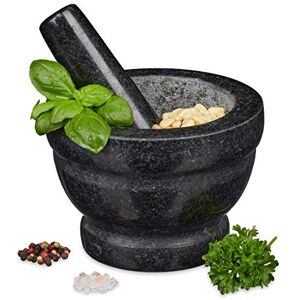 Relaxdays 10029951 Pestle, Spices, Herbs, Polished Stone Mortar, Ø 14 cm, Vol. 400 ml, Granite, Grey Relaxdays 10029951 Pestle, Spices, Herbs, Polished Stone Mortar, Ø 14 cm, Vol. 400 ml, Granite, Grey