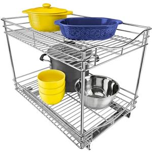 Lynk Professional Lynk Pull Out 2 Tier Sliding Under Cabinet Organizer, Metal, 14x21 Dbl Chrome, 14w x 21d x 16h-inch Lynk Professional Lynk Pull Out 2 Tier Sliding Under Cabinet Organizer, Metal, 14x21 Dbl Chrome, 14w x 21d x 16h-inch