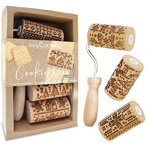 ScrapCooking 3798 Christmas Cookie Roll Kit 3 Mini Wooden Rolling Pins with Motifs Embossed Decoration Mould for Biscuits, Shortbreads, Cookies ScrapCooking 3798 Christmas Cookie Roll Kit 3 Mini Wooden Rolling Pins with Motifs Embossed Decoration Mould for Biscuits, Shortbreads, Cookies