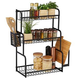 Relaxdays Kitchen Shelf for Worktop, 3 Levels, with Board & Cutlery Holder, Spice Rack, Metal, 60.5 x 53 x 22cm, Black Relaxdays Kitchen Shelf for Worktop, 3 Levels, with Board & Cutlery Holder, Spice Rack, Metal, 60.5 x 53 x 22cm, Black