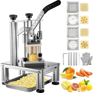 VEVOR Commercial French Fry Cutter with 4 Replacement Blades, 1/4″ & 3/8″ Blade Easy Dicer Chopper, 6-Wedge Slicer & 6-Wedge Apple Corer, Lemon Potato Cutter for French Fries with Tray and Handle VEVOR Commercial French Fry Cutter with 4 Replacement Blades, 1/4″ & 3/8″ Blade Easy Dicer Chopper, 6-Wedge Slicer & 6-Wedge Apple Corer, Lemon Potato Cutter for French Fries with Tray and Handle