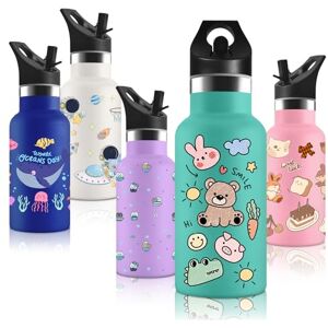 Vikastar Thermos Flask with Straw, Keeps Hot for 12 Hours, Cold for 24 Hours, Children's Thermos Flask, 350 ml, BPA-Free, Stainless Steel Drinking Bottle for Children, Schools, Cyclists, Gyms, Sports Vikastar Thermos Flask with Straw, Keeps Hot for 12 Hours, Cold for 24 Hours, Children's Thermos Flask, 350 ml, BPA-Free, Stainless Steel Drinking Bottle for Children, Schools, Cyclists, Gyms, Sports