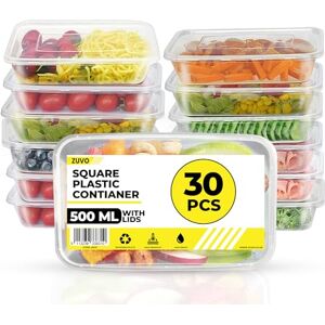 Zuvo Clear Plastic Food Takeaway Containers 30 Pack, BPA Free Fridge Organisers Heavy Duty Plastic Containers with Airtight Lids, Reusable Meal Prep Stackable Lunch Boxes Microwave Freezer 500 ML Zuvo Clear Plastic Food Takeaway Containers 30 Pack, BPA Free Fridge Organisers Heavy Duty Plastic Containers with Airtight Lids, Reusable Meal Prep Stackable Lunch Boxes Microwave Freezer 500 ML