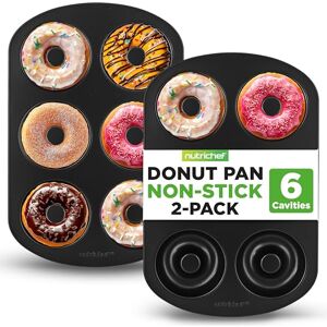 Nutrichef Donut Maker Tray for Baking, Doughnut Maker, Donut Mould-Pan-Tin, 2-Piece Bagel Pans Set, 6 Cavity Non-Stick Carbon Steel, Easy Clean, Dishwasher Safe, 31.97 × 20.98 × 2.3 cm, Black Nutrichef Donut Maker Tray for Baking, Doughnut Maker, Donut Mould-Pan-Tin, 2-Piece Bagel Pans Set, 6 Cavity Non-Stick Carbon Steel, Easy Clean, Dishwasher Safe, 31.97 × 20.98 × 2.3 cm, Black