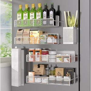 DTUQYX Magnetic Spice Rack for Refrigerator, 6 Pack Metal Magnetic Shelf White, Moveable Spice Organizer, Strong Magnetic Storage Fridge Organizer with Paper Towel Holder, Utensils Holder DTUQYX Magnetic Spice Rack for Refrigerator, 6 Pack Metal Magnetic Shelf White, Moveable Spice Organizer, Strong Magnetic Storage Fridge Organizer with Paper Towel Holder, Utensils Holder